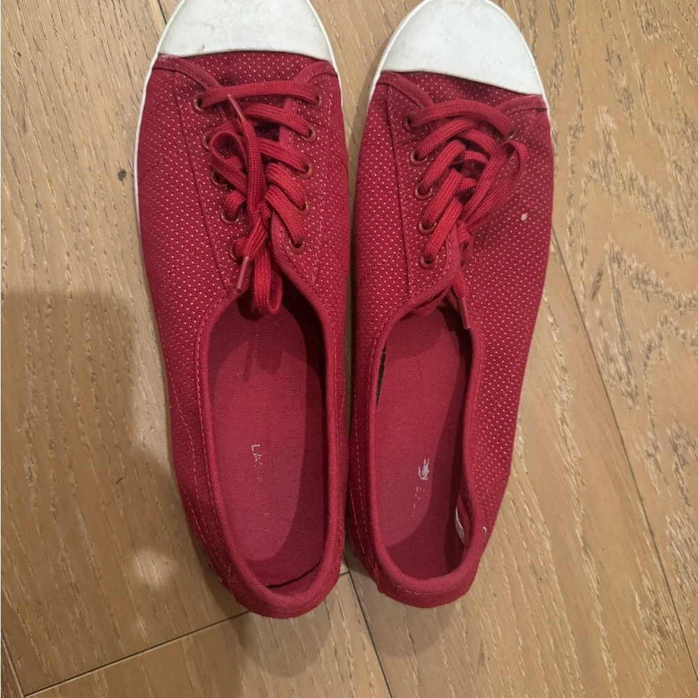 Lacoste Red and White Sneakers Classic Canvas Design